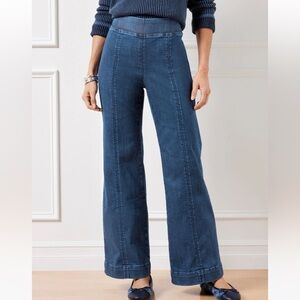 Talbots NWT Flare Leg Stretchy travel Jeans Dark Wash Elastic Pull On Waist 3X